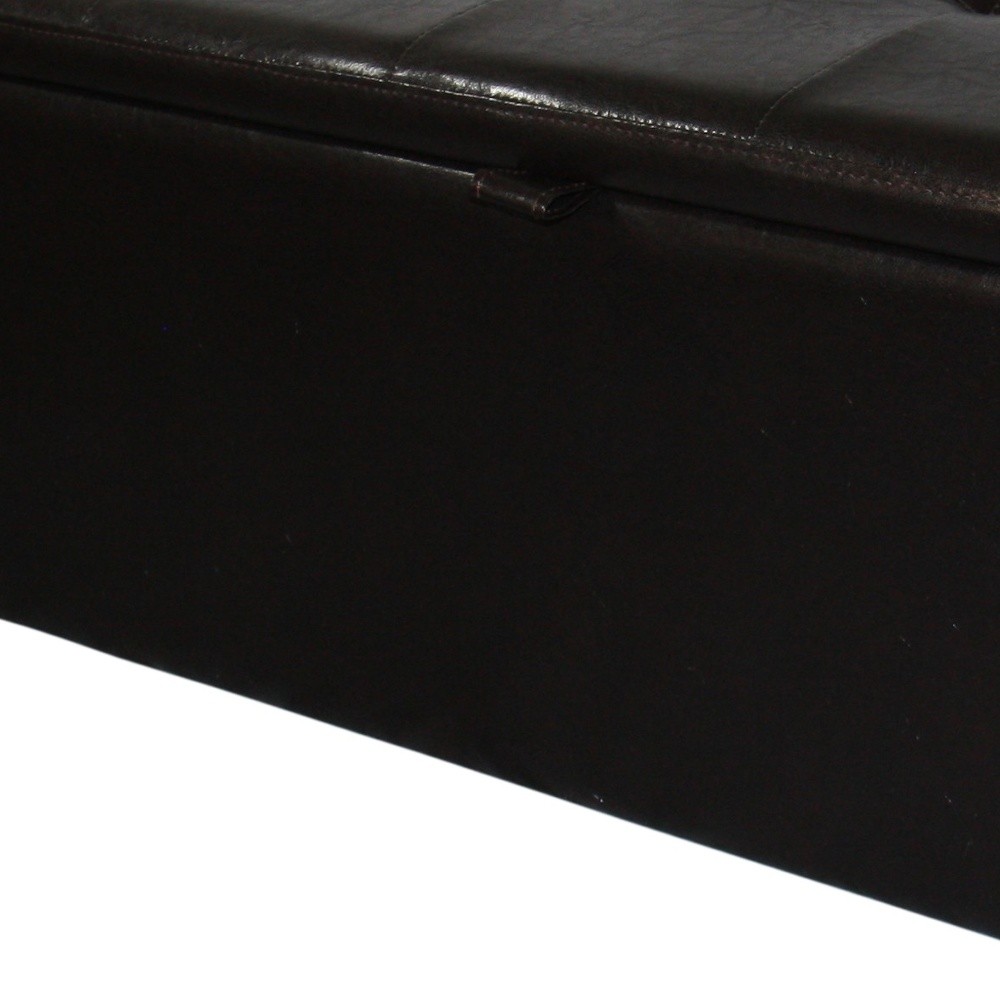 17" Brown Faux Leather Upholstered Flip Top Storage Bench 9 17" Brown Faux Leather Upholstered Flip Top Storage Bench - Image 9