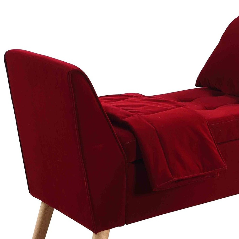 19" Red and Brown Upholstered Flip-Top Benches, Set of 3 5 19" Red and Brown Upholstered Flip-Top Benches, Set of 3 - Image 5