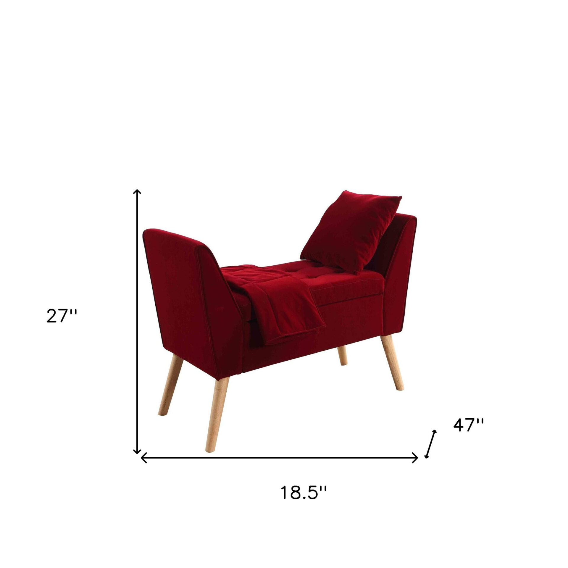 19" Red and Brown Upholstered Flip-Top Benches, Set of 3 8 19" Red and Brown Upholstered Flip-Top Benches, Set of 3 - Image 8