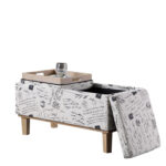 17" Black and White Upholstered Bench with Flip-Top Storage 12 17" Black and White Upholstered Bench with Flip-Top Storage