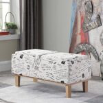 17" Black and White Upholstered Bench with Flip-Top Storage 15 17" Black and White Upholstered Bench with Flip-Top Storage