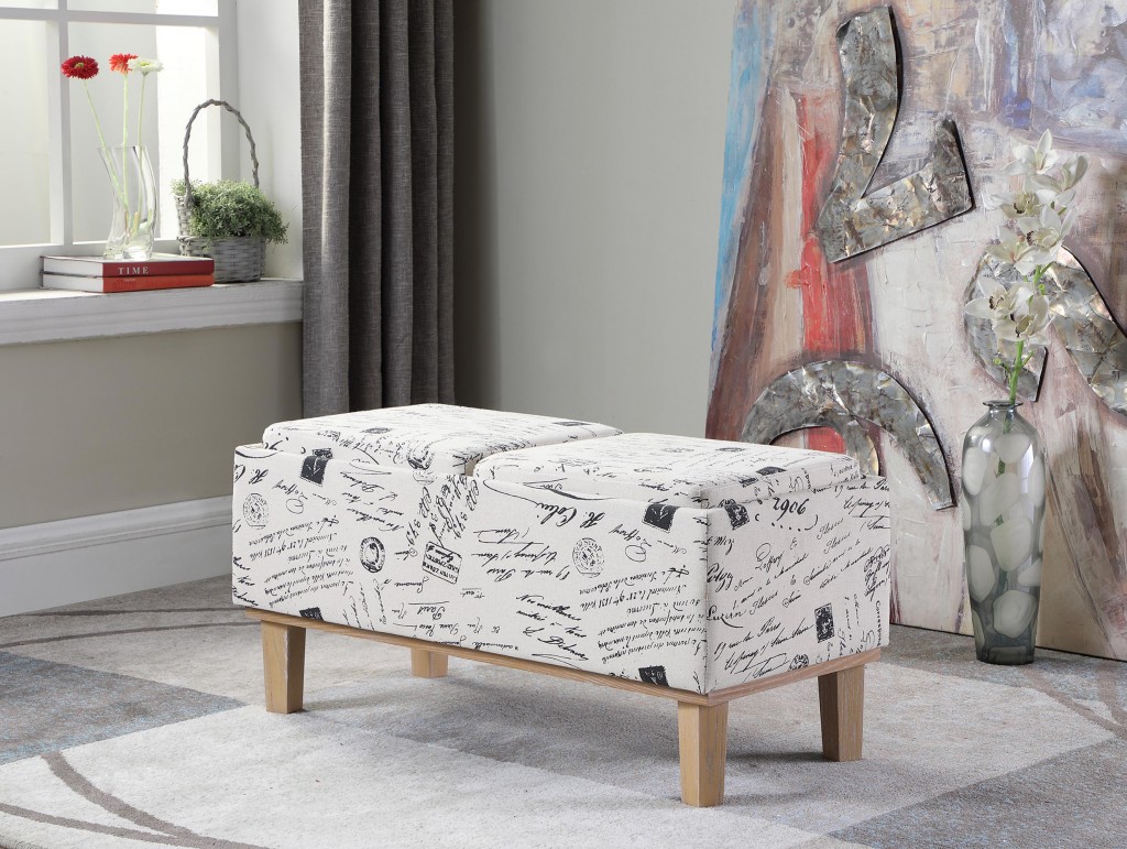 17" Black and White Upholstered Bench with Flip-Top Storage 7 17" Black and White Upholstered Bench with Flip-Top Storage - Image 7