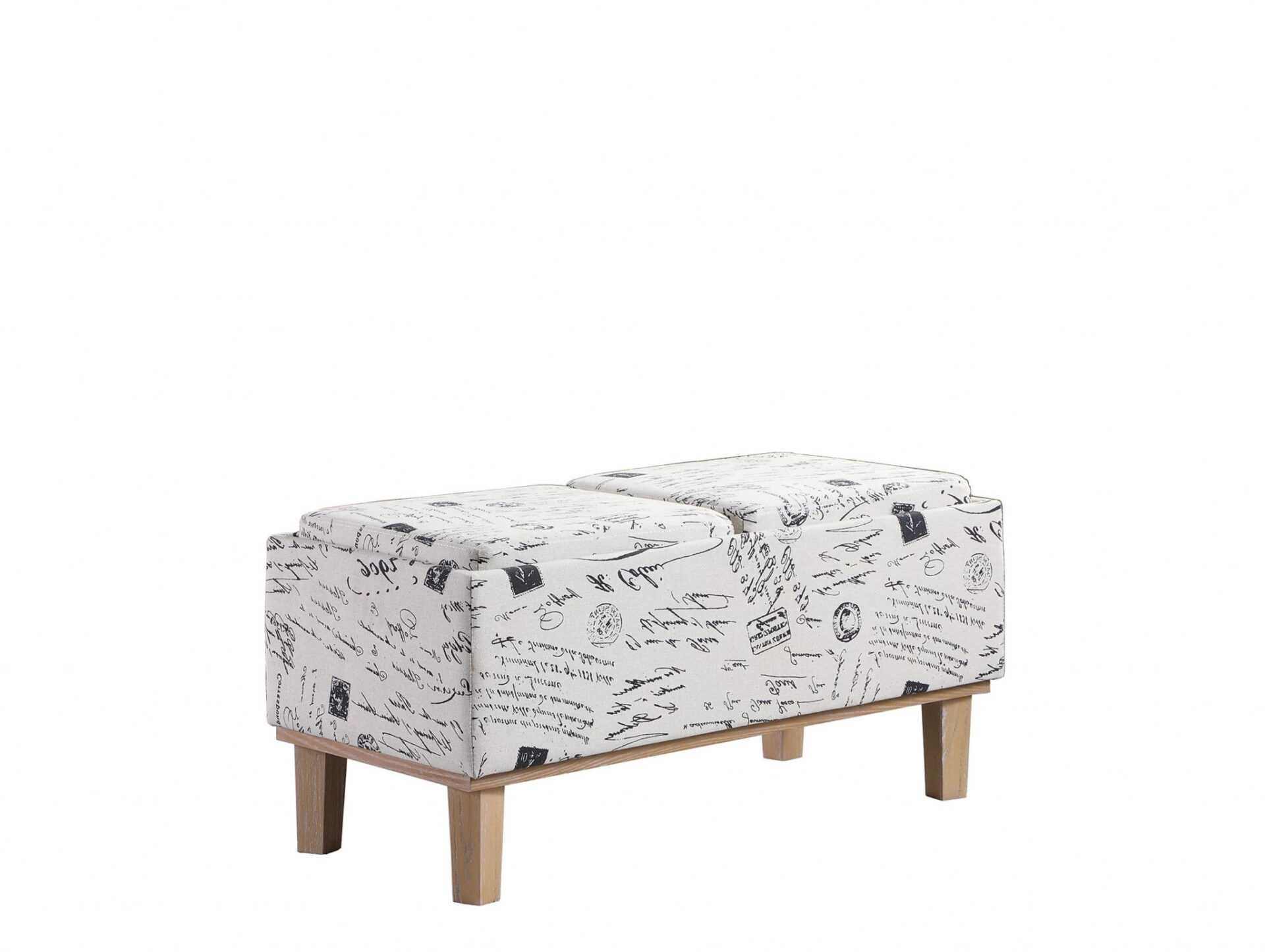 17" Black and White Upholstered Bench with Flip-Top Storage 3 17" Black and White Upholstered Bench with Flip-Top Storage - Image 3
