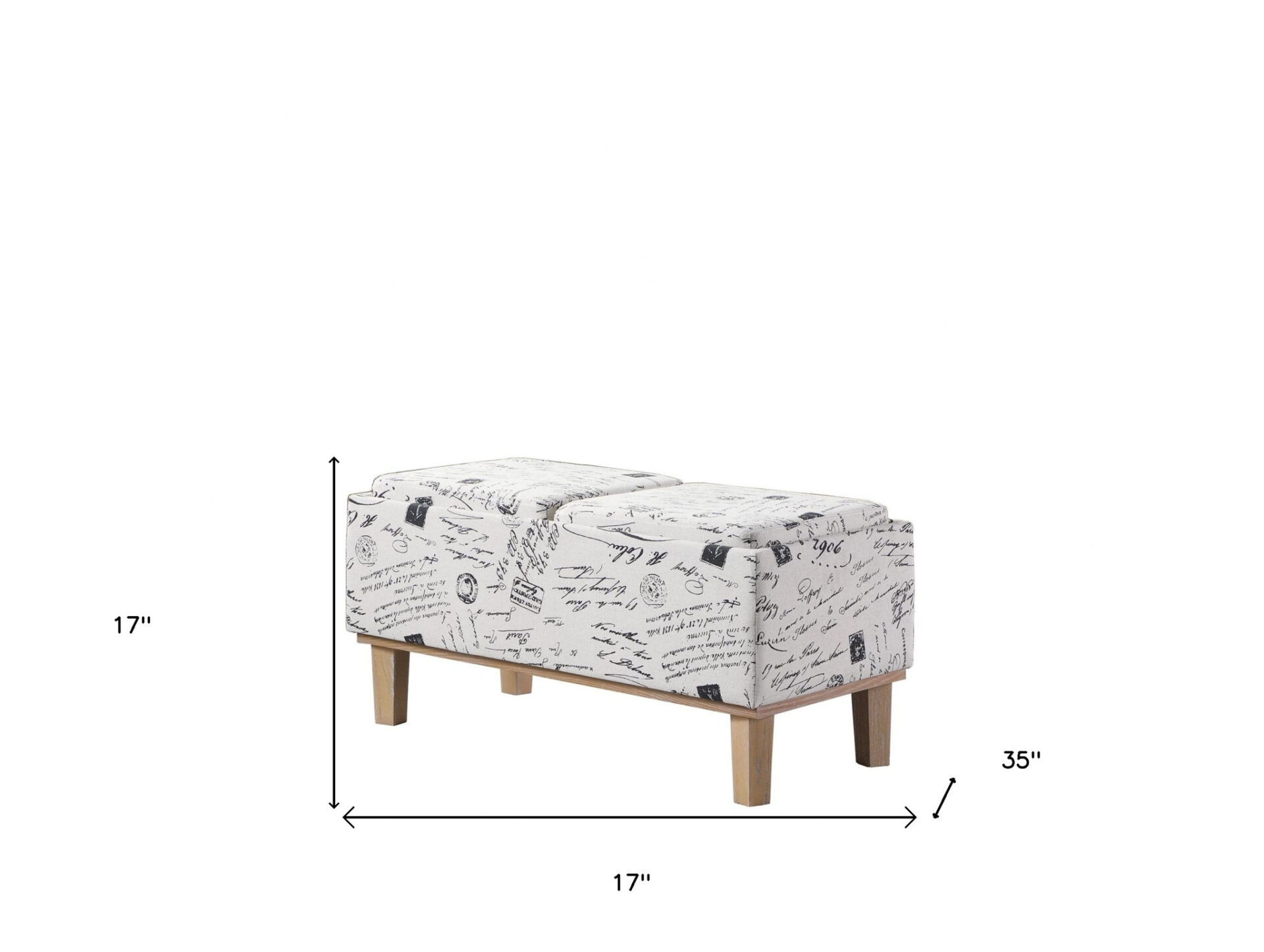17" Black and White Upholstered Bench with Flip-Top Storage 8 17" Black and White Upholstered Bench with Flip-Top Storage - Image 8