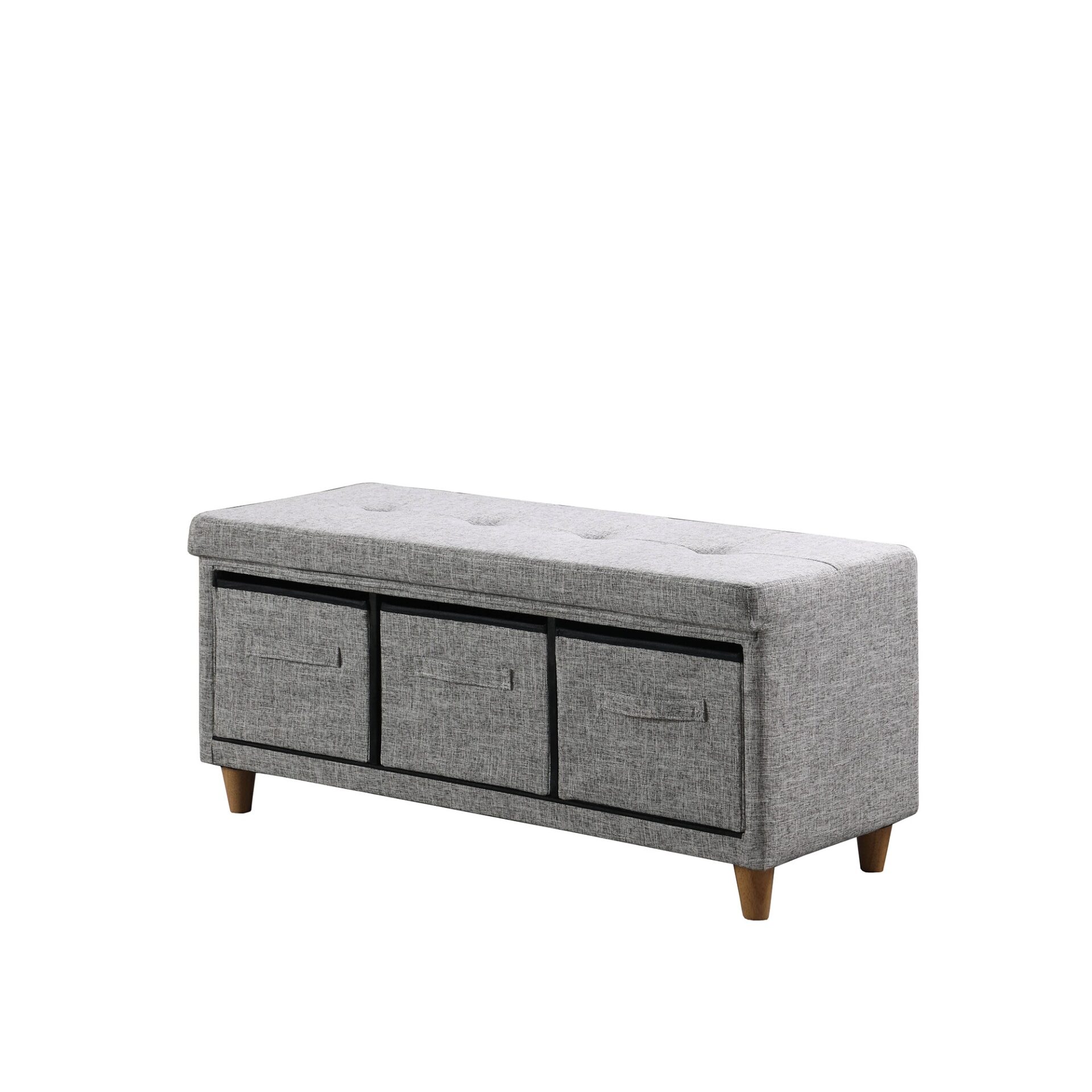 40" Gray and Brown Tufted Upholstered Storage Bench with Drawers 1 40" Gray and Brown Tufted Upholstered Storage Bench with Drawers