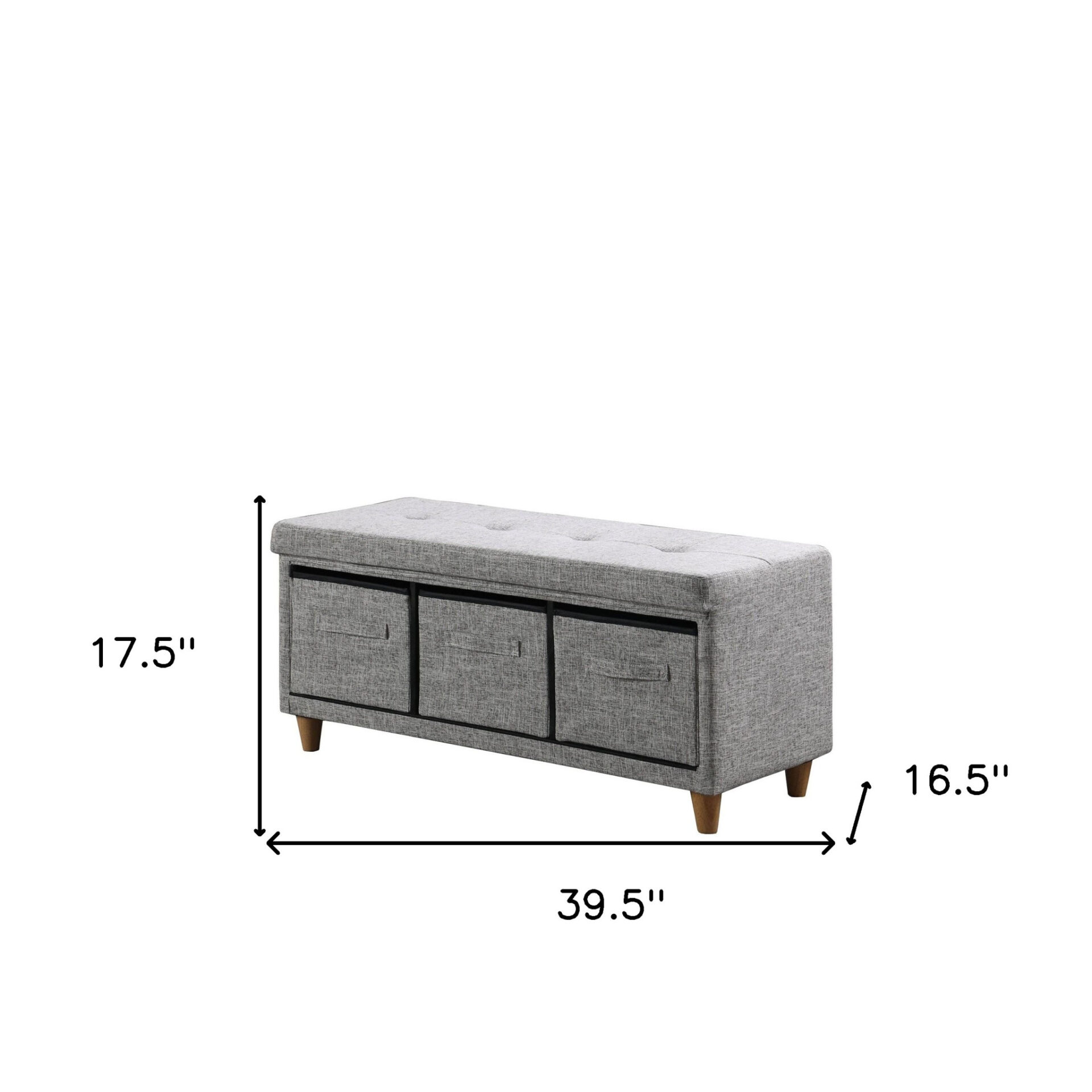 40" Gray and Brown Tufted Upholstered Storage Bench with Drawers 6 40" Gray and Brown Tufted Upholstered Storage Bench with Drawers - Image 6