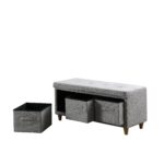40" Gray and Brown Tufted Upholstered Storage Bench with Drawers 10 40" Gray and Brown Tufted Upholstered Storage Bench with Drawers