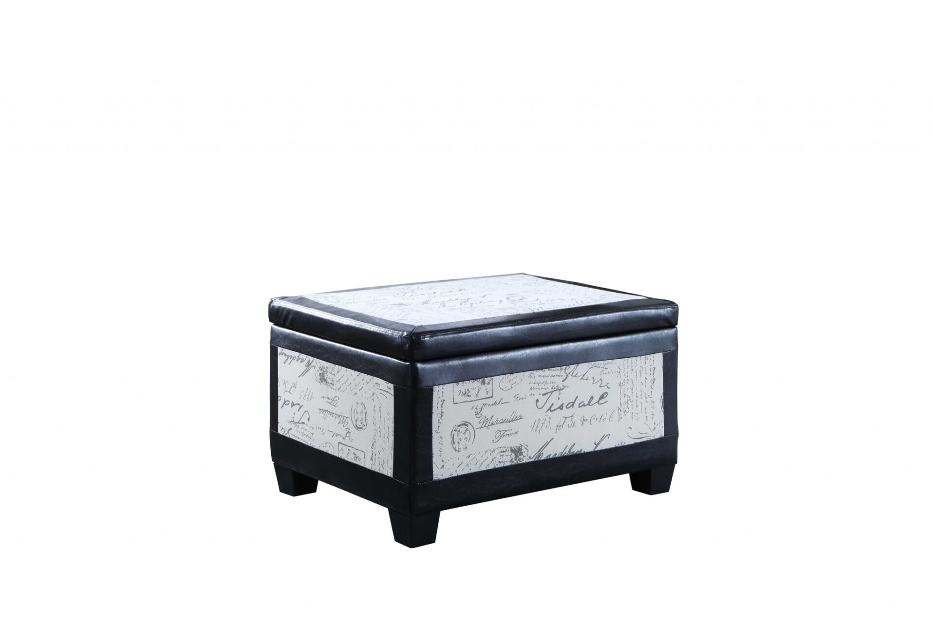 32" Black and White Faux Leather Flip Top Storage Bench 3 32" Black and White Faux Leather Flip Top Storage Bench - Image 3