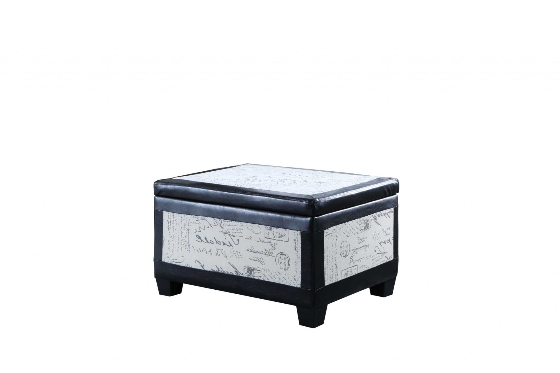 32" Black and White Faux Leather Flip Top Storage Bench 1 32" Black and White Faux Leather Flip Top Storage Bench