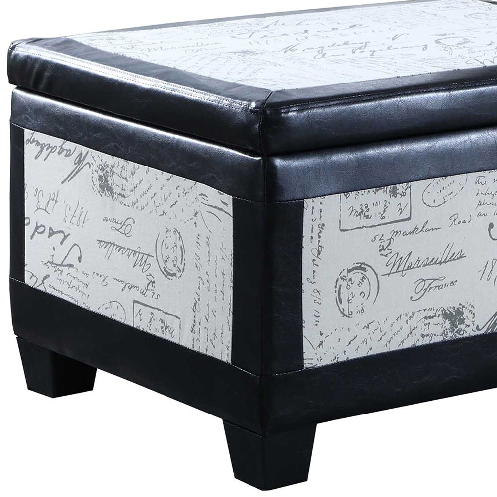 32" Black and White Faux Leather Flip Top Storage Bench 5 32" Black and White Faux Leather Flip Top Storage Bench - Image 5