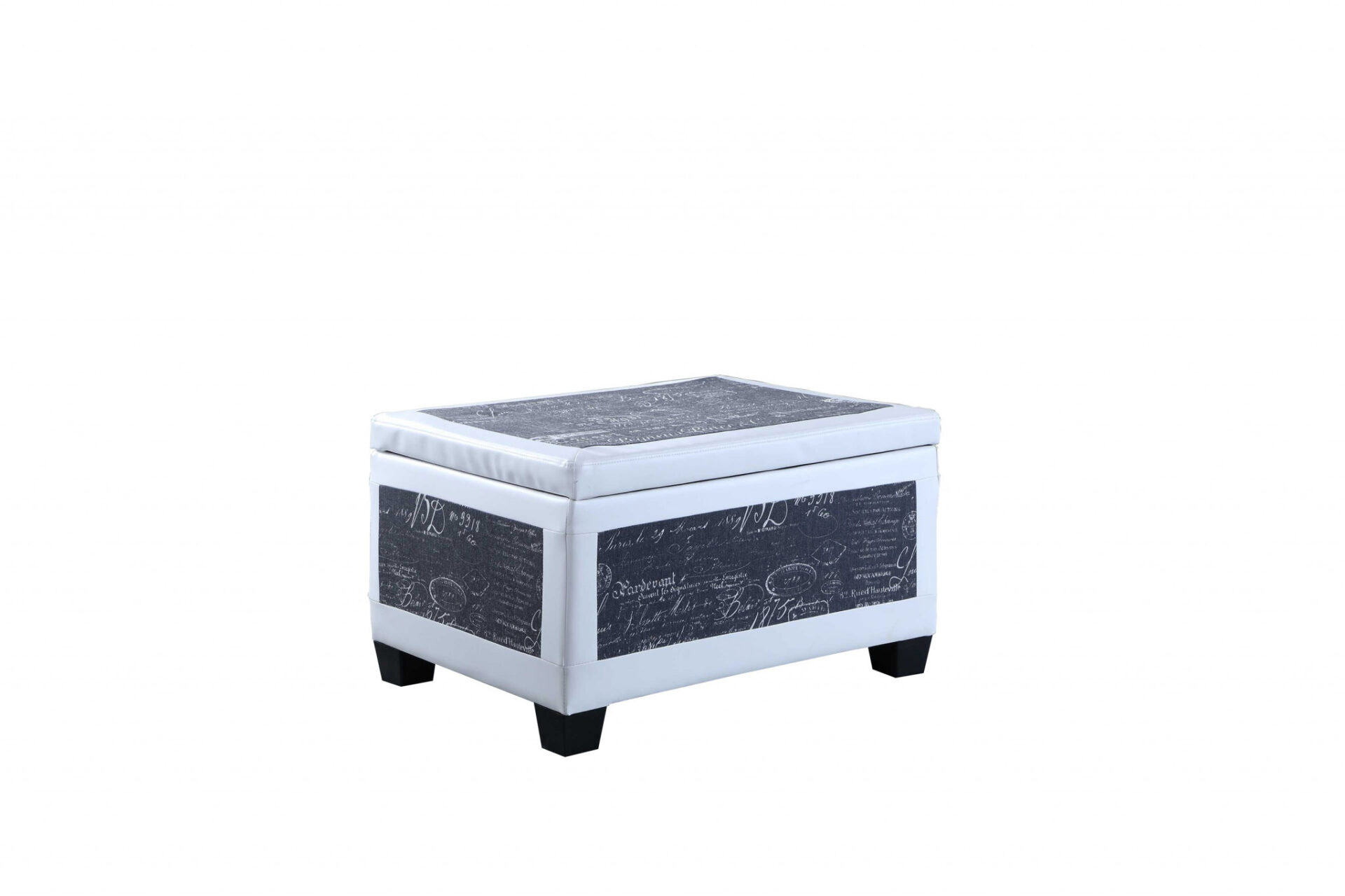 24" Black and White Upholstered Faux Leather Flip Top Bench 1 24" Black and White Upholstered Faux Leather Flip Top Bench