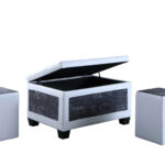 24" Black and White Upholstered Faux Leather Flip Top Bench 12 24" Black and White Upholstered Faux Leather Flip Top Bench