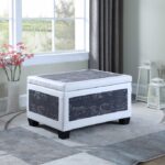 24" Black and White Upholstered Faux Leather Flip Top Bench 15 24" Black and White Upholstered Faux Leather Flip Top Bench