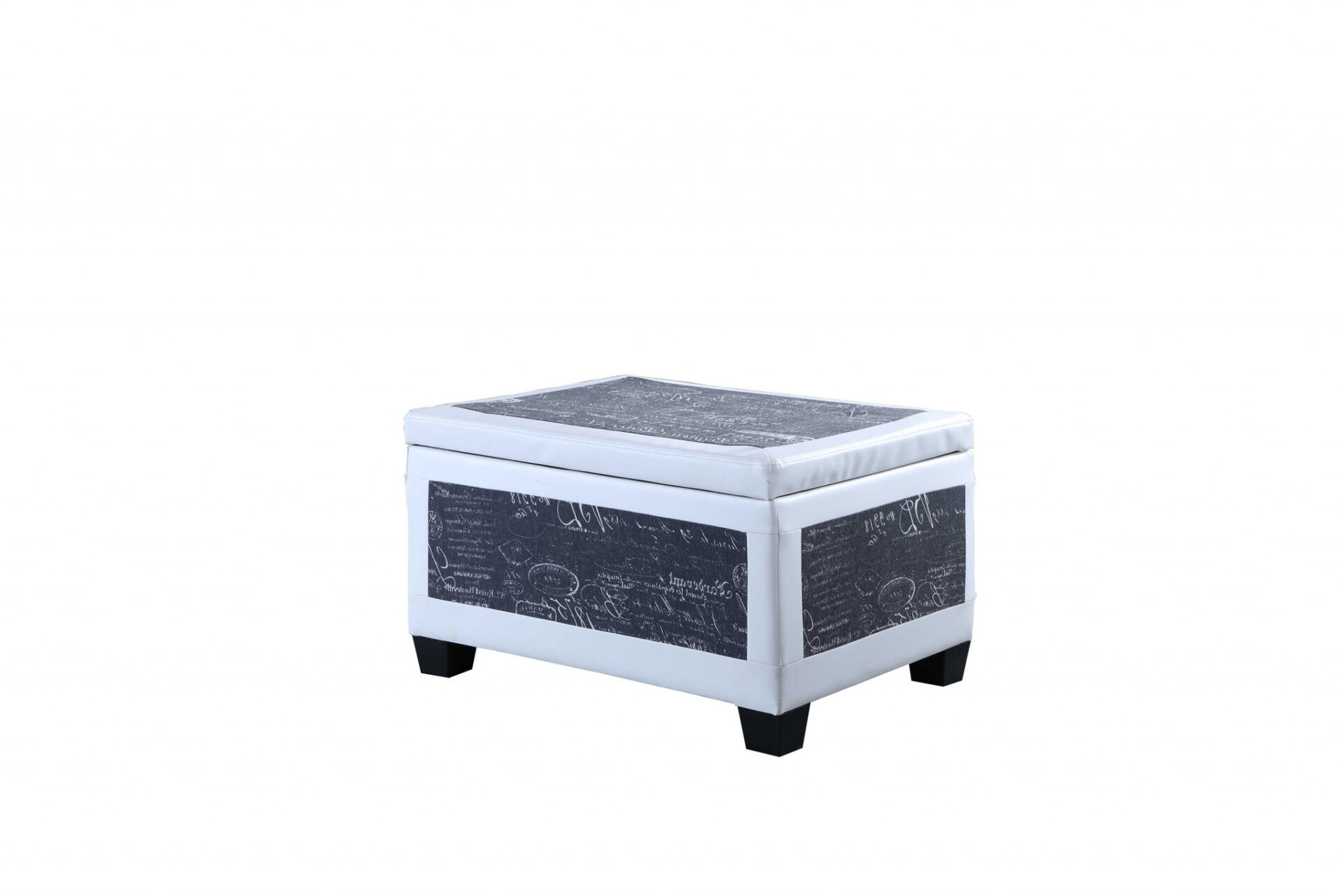 24" Black and White Upholstered Faux Leather Flip Top Bench 3 24" Black and White Upholstered Faux Leather Flip Top Bench - Image 3