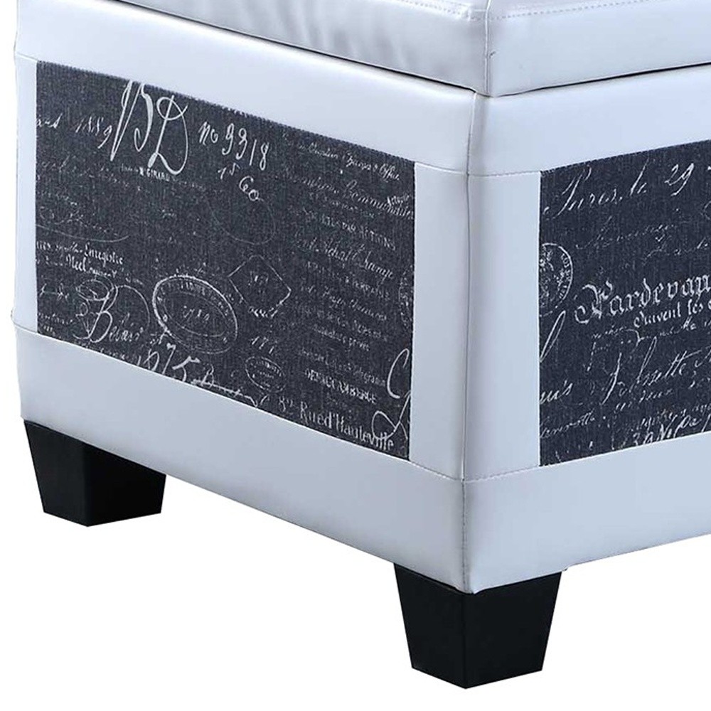 24" Black and White Upholstered Faux Leather Flip Top Bench 5 24" Black and White Upholstered Faux Leather Flip Top Bench - Image 5