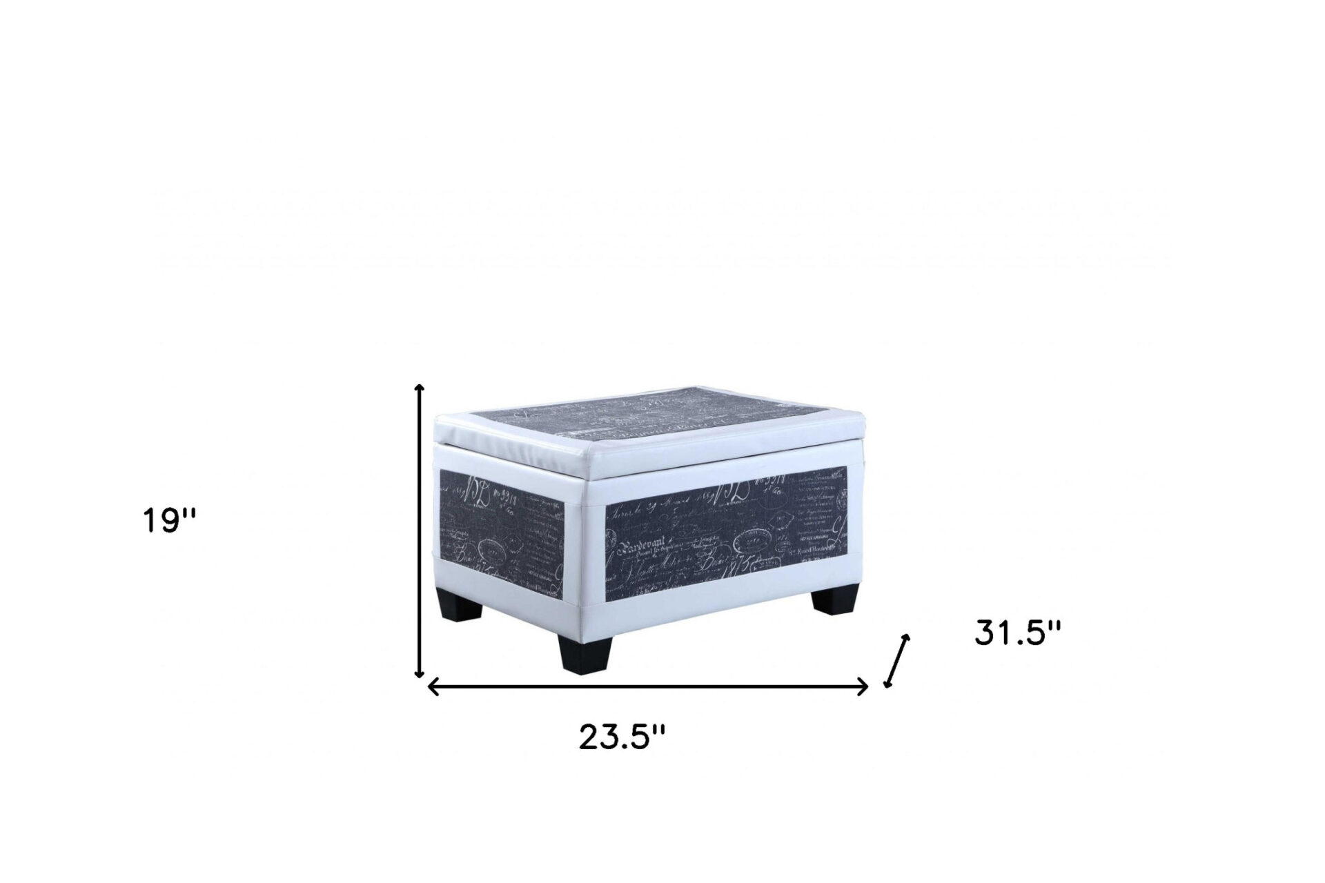 24" Black and White Upholstered Faux Leather Flip Top Bench 8 24" Black and White Upholstered Faux Leather Flip Top Bench - Image 8
