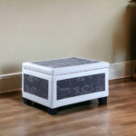 24" Black and White Upholstered Faux Leather Flip Top Bench 10 24" Black and White Upholstered Faux Leather Flip Top Bench