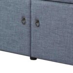 Blue Gray Linen Double Door Shoe Storage Bench