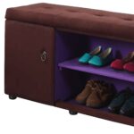Brown and Purple Tufted Shoe Storage Bench with Compartments 12 Brown and Purple Tufted Shoe Storage Bench with Compartments