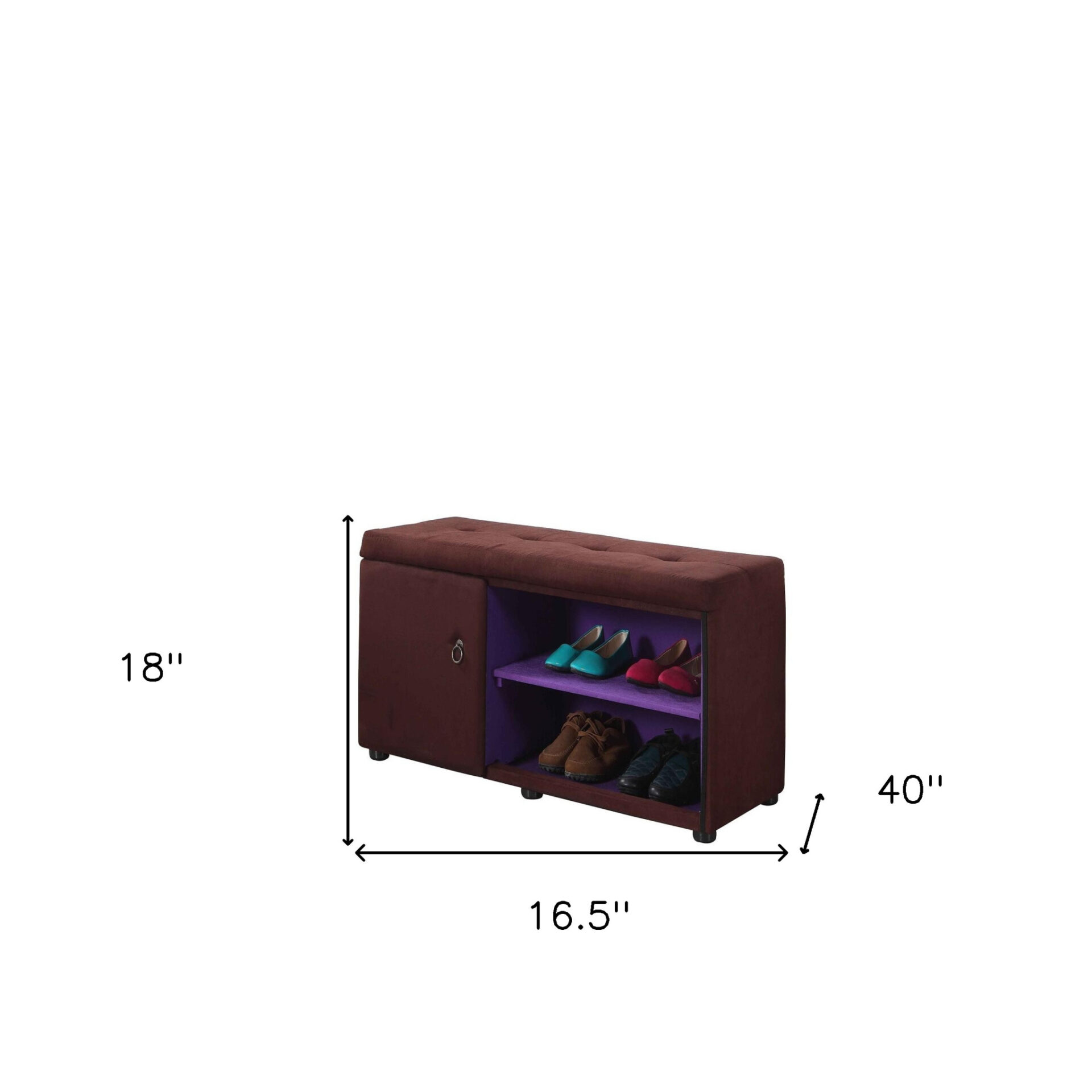 Brown and Purple Tufted Shoe Storage Bench with Compartments 7 Brown and Purple Tufted Shoe Storage Bench with Compartments - Image 7