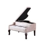 Silver Velour Baby Grand Piano Storage Bench with Nailhead Trim 10 Silver Velour Baby Grand Piano Storage Bench with Nailhead Trim