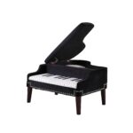 Black Velour Baby Grand Piano Storage Bench with Keyboard Seat 11 Black Velour Baby Grand Piano Storage Bench with Keyboard Seat