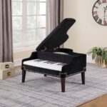 Black Velour Baby Grand Piano Storage Bench with Keyboard Seat 15 Black Velour Baby Grand Piano Storage Bench with Keyboard Seat