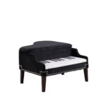 Black Velour Baby Grand Piano Storage Bench with Keyboard Seat 12 Black Velour Baby Grand Piano Storage Bench with Keyboard Seat