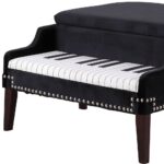 Black Velour Baby Grand Piano Storage Bench with Keyboard Seat 13 Black Velour Baby Grand Piano Storage Bench with Keyboard Seat