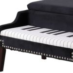 Black Velour Baby Grand Piano Storage Bench with Keyboard Seat 14 Black Velour Baby Grand Piano Storage Bench with Keyboard Seat