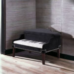 Black Velour Baby Grand Piano Storage Bench with Keyboard Seat 9 Black Velour Baby Grand Piano Storage Bench with Keyboard Seat