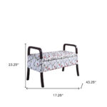 17" Dark Brown and Blue Floral Upholstered Entryway Bench With Storage 16 17" Dark Brown and Blue Floral Upholstered Entryway Bench With Storage