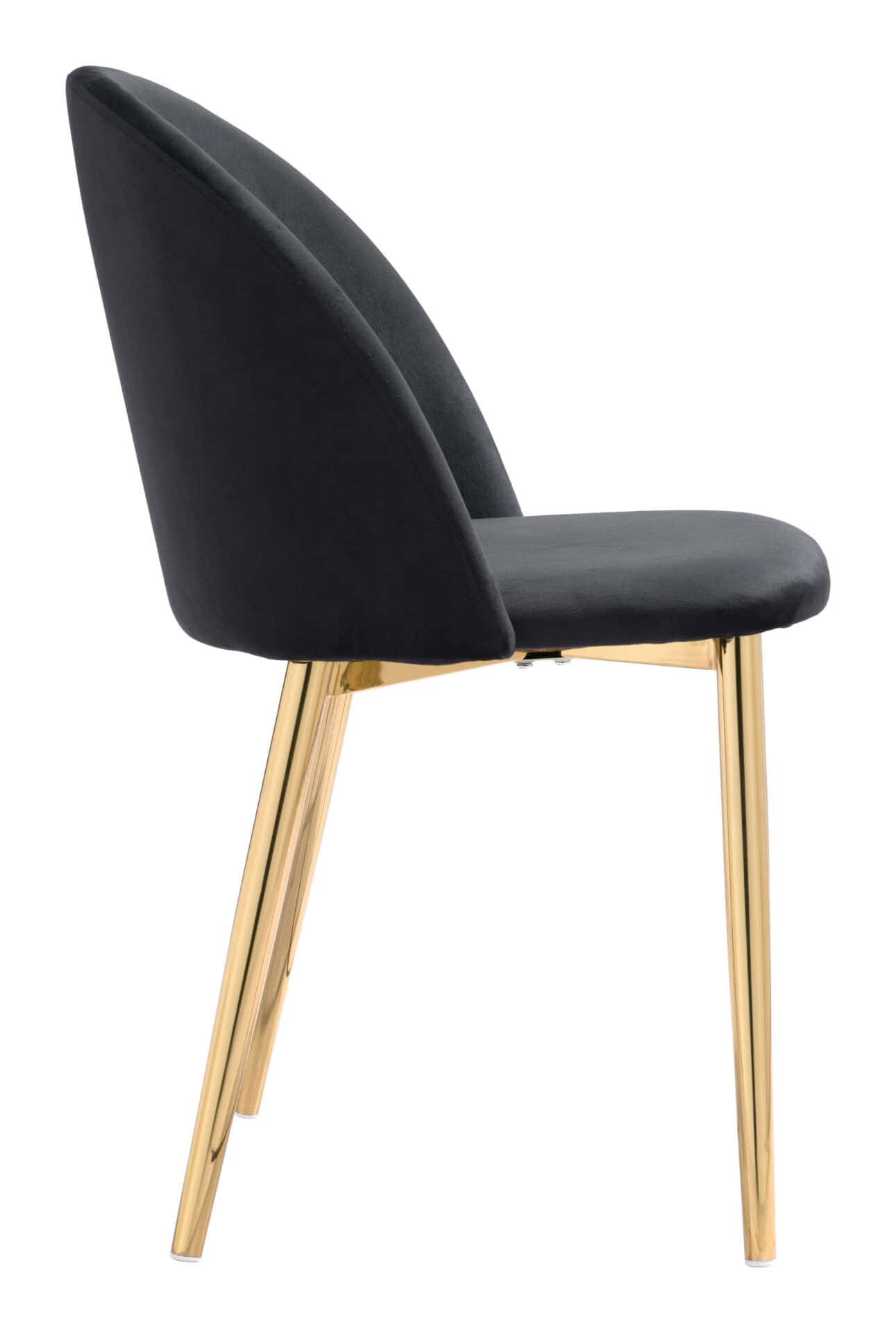 Black & Gold Velvet Dining Chair with Steel Legs (Set of 2) 3 Black & Gold Velvet Dining Chair with Steel Legs (Set of 2) - Image 3