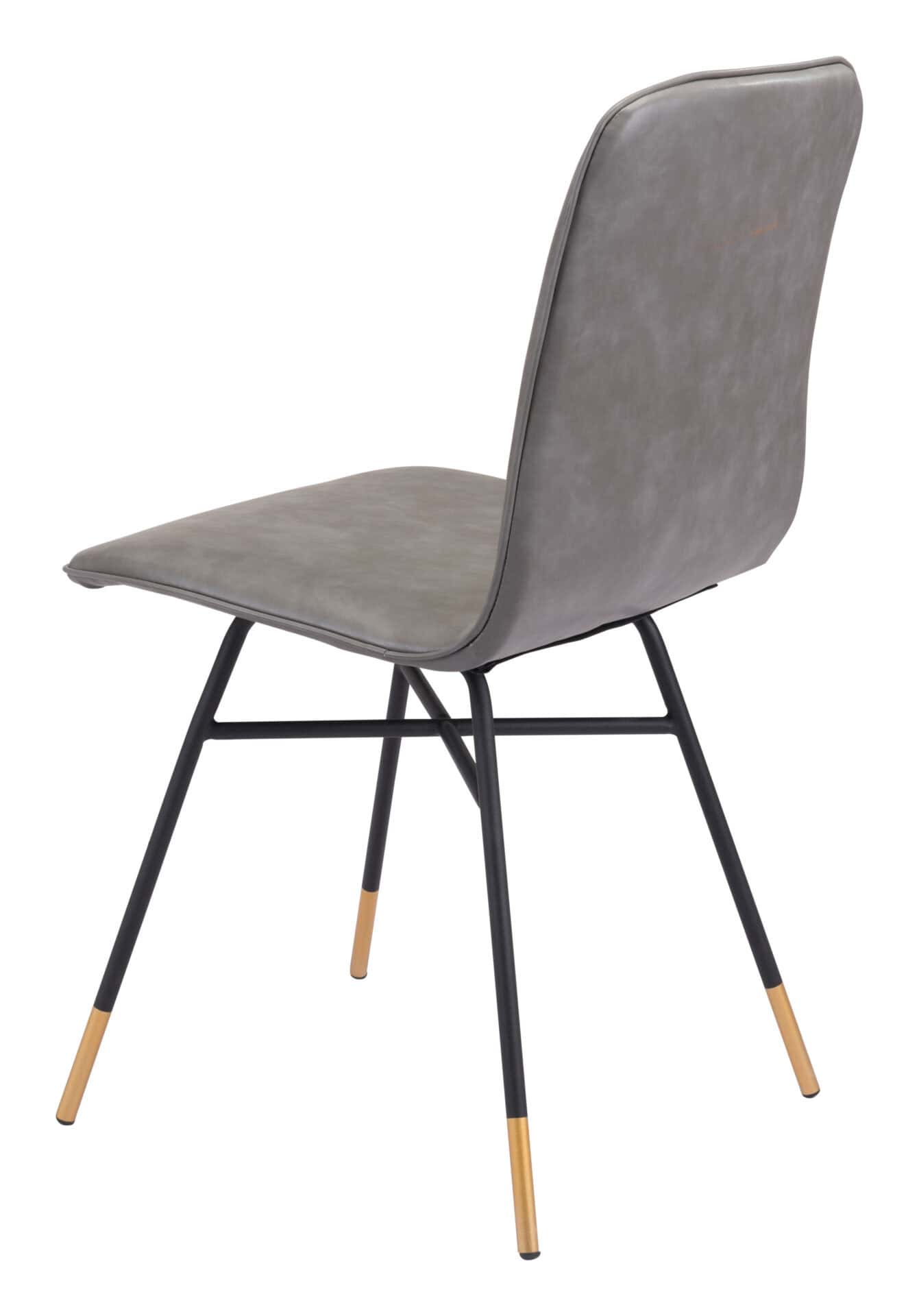Gray Faux Leather Dining and Accent Chair with Gold Tips (Set of 2) 7 Gray Faux Leather Dining and Accent Chair with Gold Tips (Set of 2) - Image 7
