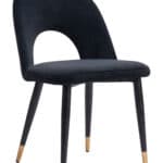 Modern Black Velvet Dining Chair with Steel Legs (Set of 2) 12 Modern Black Velvet Dining Chair with Steel Legs (Set of 2)
