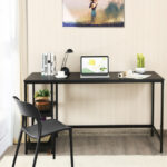 47 Inch Black Computer Desk with Adjustable Shelf 26 47 Inch Black Computer Desk with Adjustable Shelf