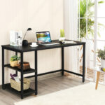 47 Inch Black Computer Desk with Adjustable Shelf 27 47 Inch Black Computer Desk with Adjustable Shelf