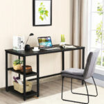 47 Inch Black Computer Desk with Adjustable Shelf 22 47 Inch Black Computer Desk with Adjustable Shelf