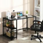47 Inch Black Computer Desk with Adjustable Shelf 23 47 Inch Black Computer Desk with Adjustable Shelf