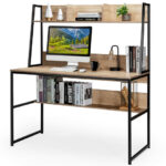 47 Inch Space-Saving Computer Desk with Hutch and Bookshelf