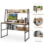 47 Inch Space-Saving Computer Desk with Hutch and Bookshelf
