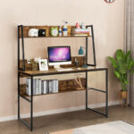 47 Inch Space-Saving Computer Desk with Hutch and Bookshelf