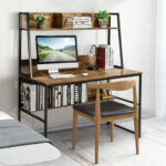 47 Inch Space-Saving Computer Desk with Hutch and Bookshelf