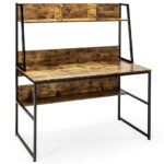 47 Inch Space-Saving Computer Desk with Hutch and Bookshelf