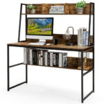 47 Inch Space-Saving Computer Desk with Hutch and Bookshelf