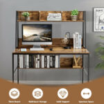47 Inch Space-Saving Computer Desk with Hutch and Bookshelf