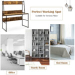 47 Inch Space-Saving Computer Desk with Hutch and Bookshelf