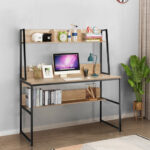 47 Inch Space-Saving Computer Desk with Hutch and Bookshelf
