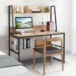 47 Inch Space-Saving Computer Desk with Hutch and Bookshelf
