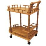 Oak Contemporary Rolling Bar Cart With Wine Storage